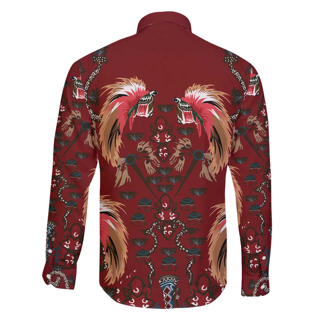 Oxblood Bird of Batik Papua Family Matching Short Sleeve Bodycon Dress and Hawaiian Shirt Exotic Natural Wealth of Papua - Polynesian Pride
