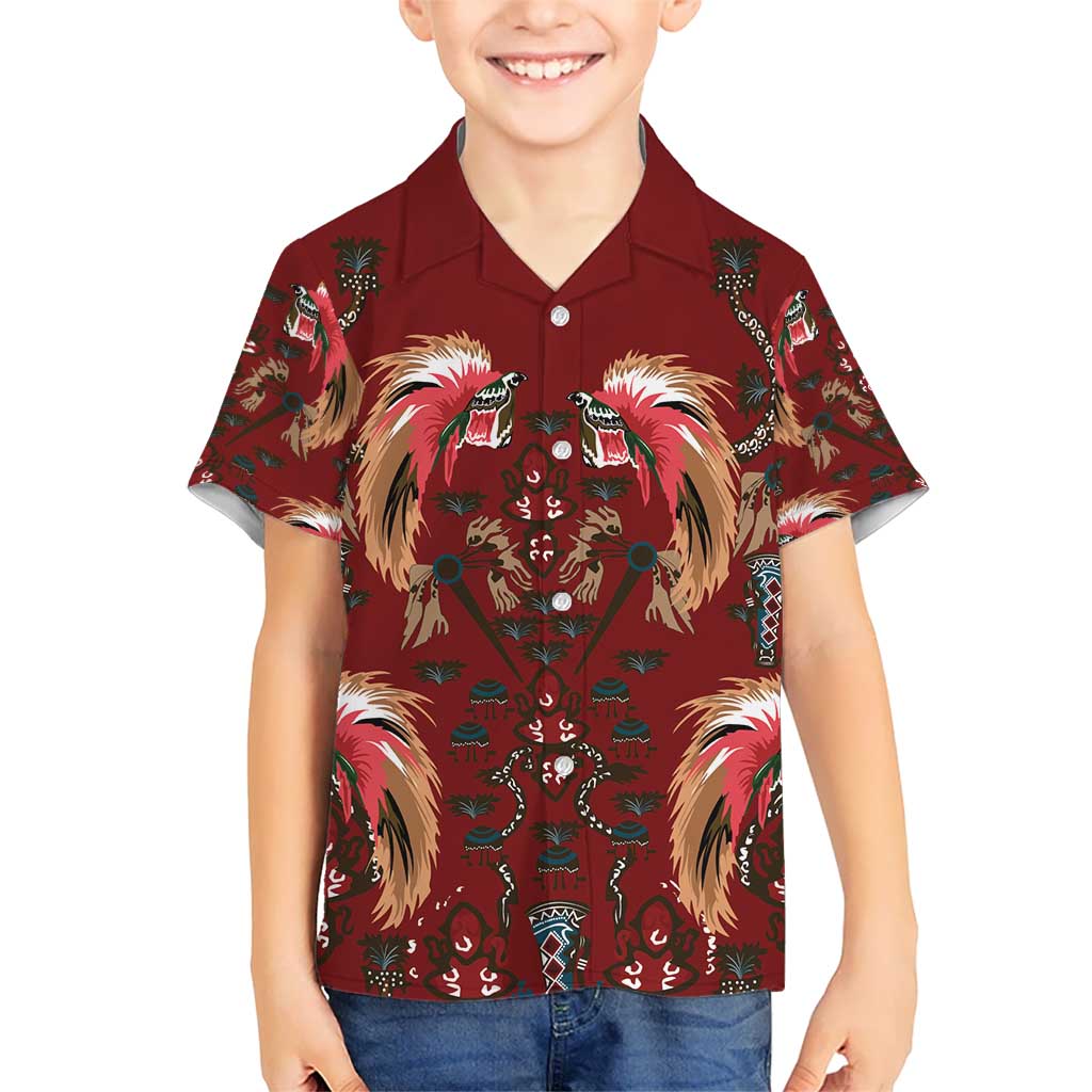 Oxblood Bird of Batik Papua Hawaiian Shirt Exotic Natural Wealth of Papua - Polynesian Pride
