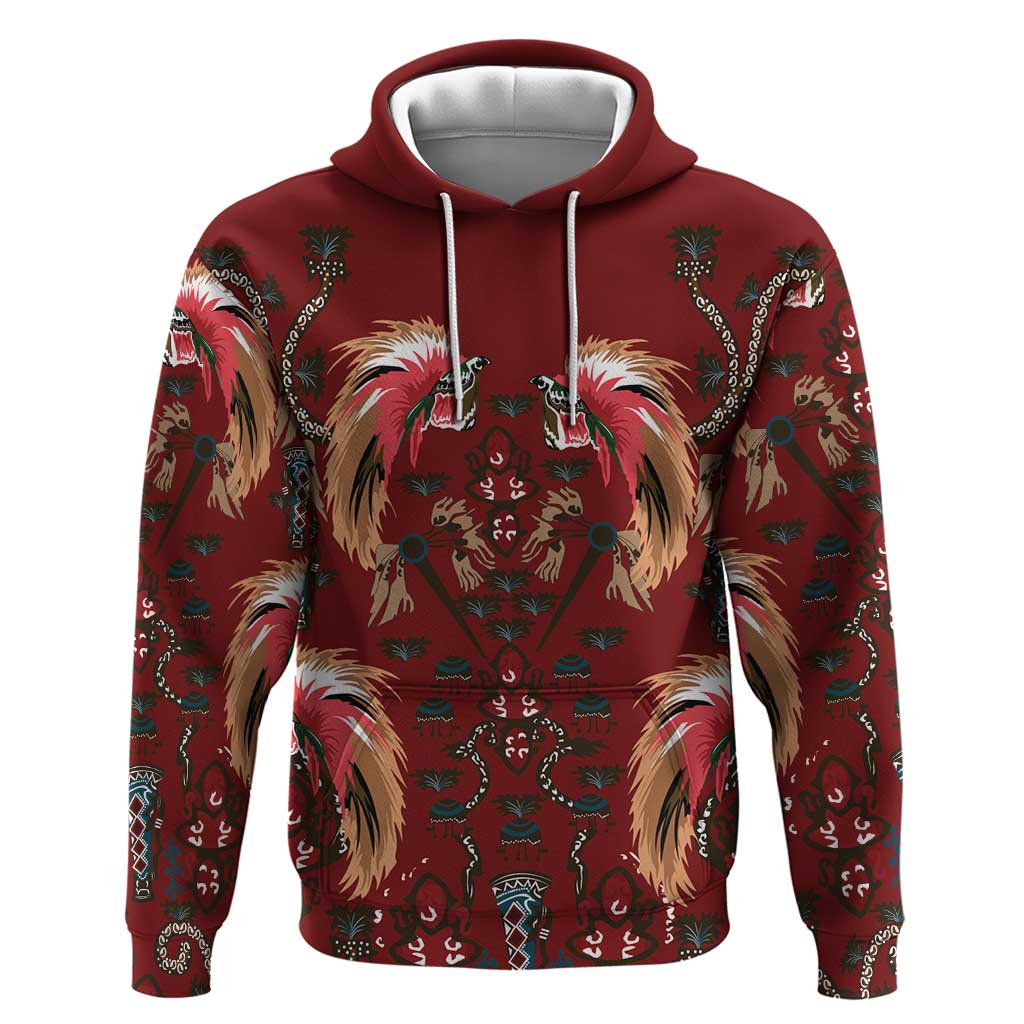 Oxblood Bird of Batik Papua Hoodie Exotic Natural Wealth of Papua - Polynesian Pride