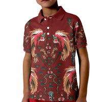 Oxblood Bird of Batik Papua Kid Polo Shirt Exotic Natural Wealth of Papua - Polynesian Pride