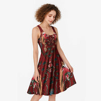 Oxblood Bird of Batik Papua Midi Dress Exotic Natural Wealth of Papua - Polynesian Pride