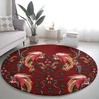 Oxblood Bird of Batik Papua Round Carpet Exotic Natural Wealth of Papua - Polynesian Pride
