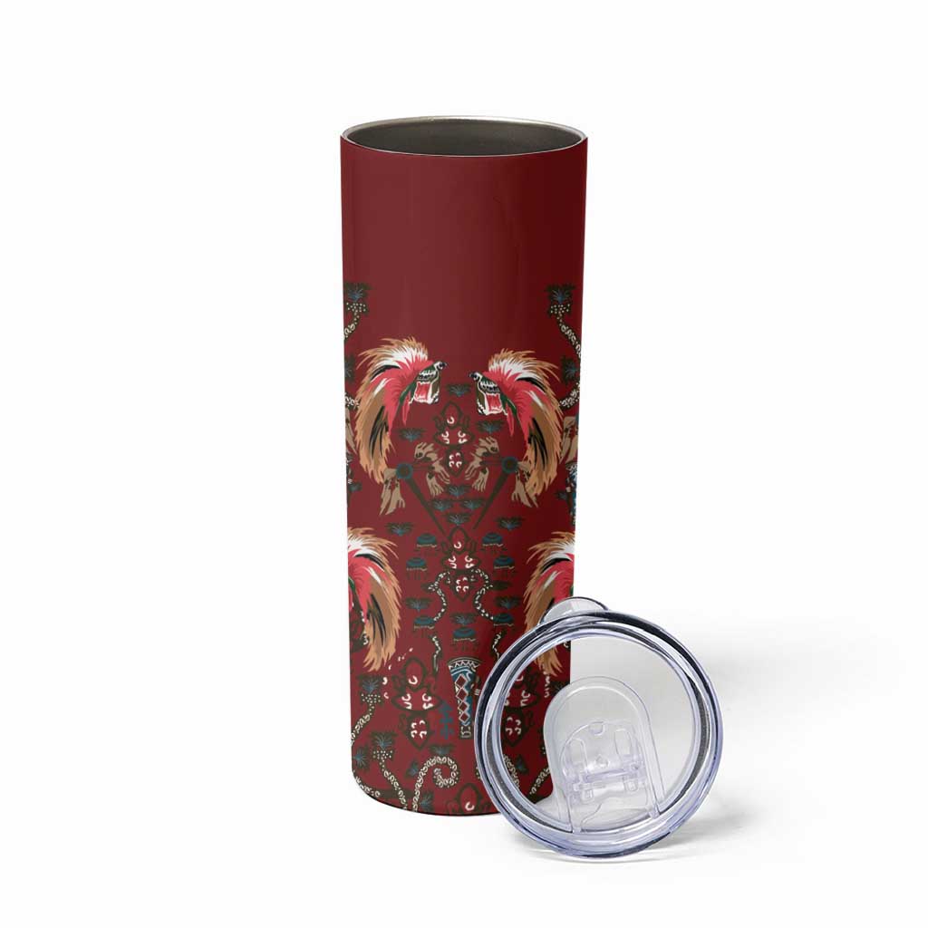 Oxblood Bird of Batik Papua Skinny Tumbler Exotic Natural Wealth of Papua - Polynesian Pride