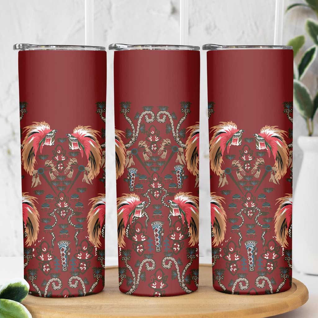 Oxblood Bird of Batik Papua Skinny Tumbler Exotic Natural Wealth of Papua - Polynesian Pride