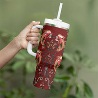 Oxblood Bird of Batik Papua Tumbler With Handle Exotic Natural Wealth of Papua - Polynesian Pride