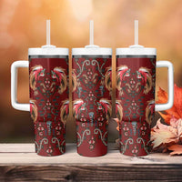 Oxblood Bird of Batik Papua Tumbler With Handle Exotic Natural Wealth of Papua - Polynesian Pride