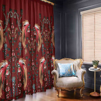 Oxblood Bird of Batik Papua Window Curtain Exotic Natural Wealth of Papua - Polynesian Pride