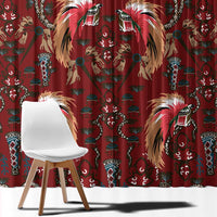 Oxblood Bird of Batik Papua Window Curtain Exotic Natural Wealth of Papua - Polynesian Pride