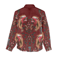 Oxblood Bird of Batik Papua Women Casual Shirt Exotic Natural Wealth of Papua - Polynesian Pride