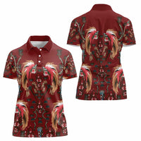 Oxblood Bird of Batik Papua Women Polo Shirt Exotic Natural Wealth of Papua - Polynesian Pride