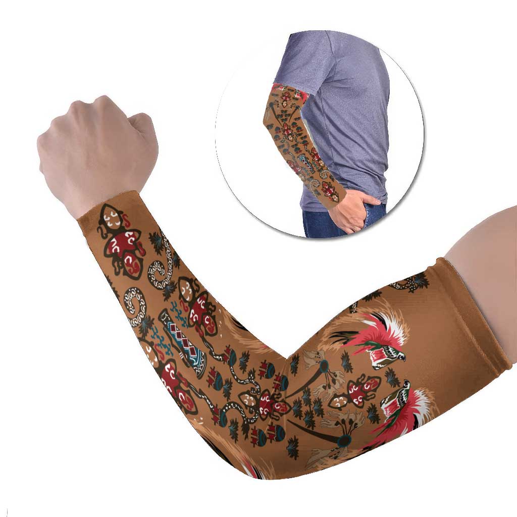 Terracotta Bird of Batik Papua Arm Sleeves Exotic Natural Wealth of Papua LT9 Set of 2 Gold - Polynesian Pride