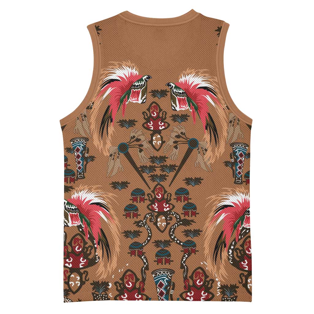 Terracotta Bird of Batik Papua Basketball Jersey Exotic Natural Wealth of Papua - Polynesian Pride