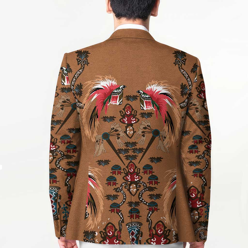 Terracotta Bird of Batik Papua Blazer Exotic Natural Wealth of Papua - Polynesian Pride