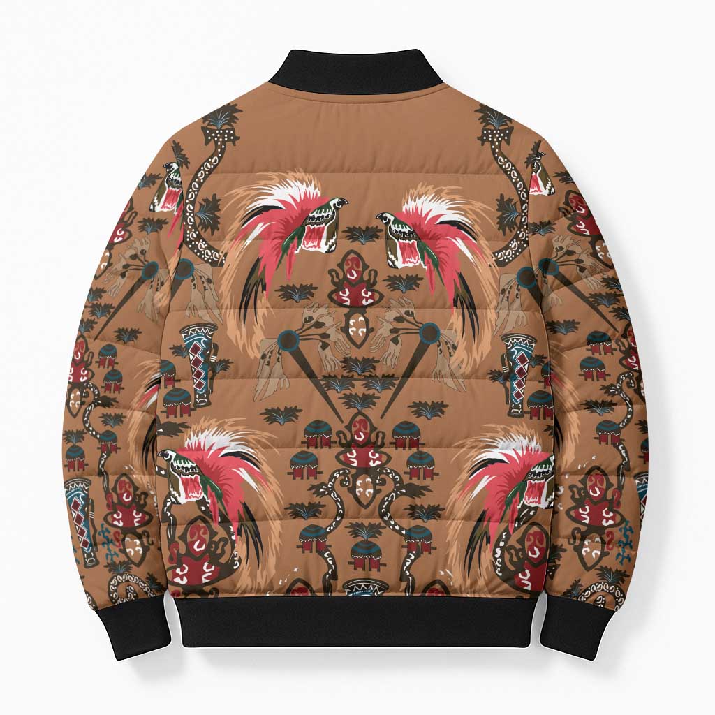Terracotta Bird of Batik Papua Bomber Puffer Jacket Exotic Natural Wealth of Papua LT9 - Polynesian Pride