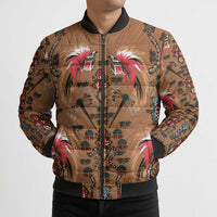 Terracotta Bird of Batik Papua Bomber Puffer Jacket Exotic Natural Wealth of Papua LT9 - Polynesian Pride
