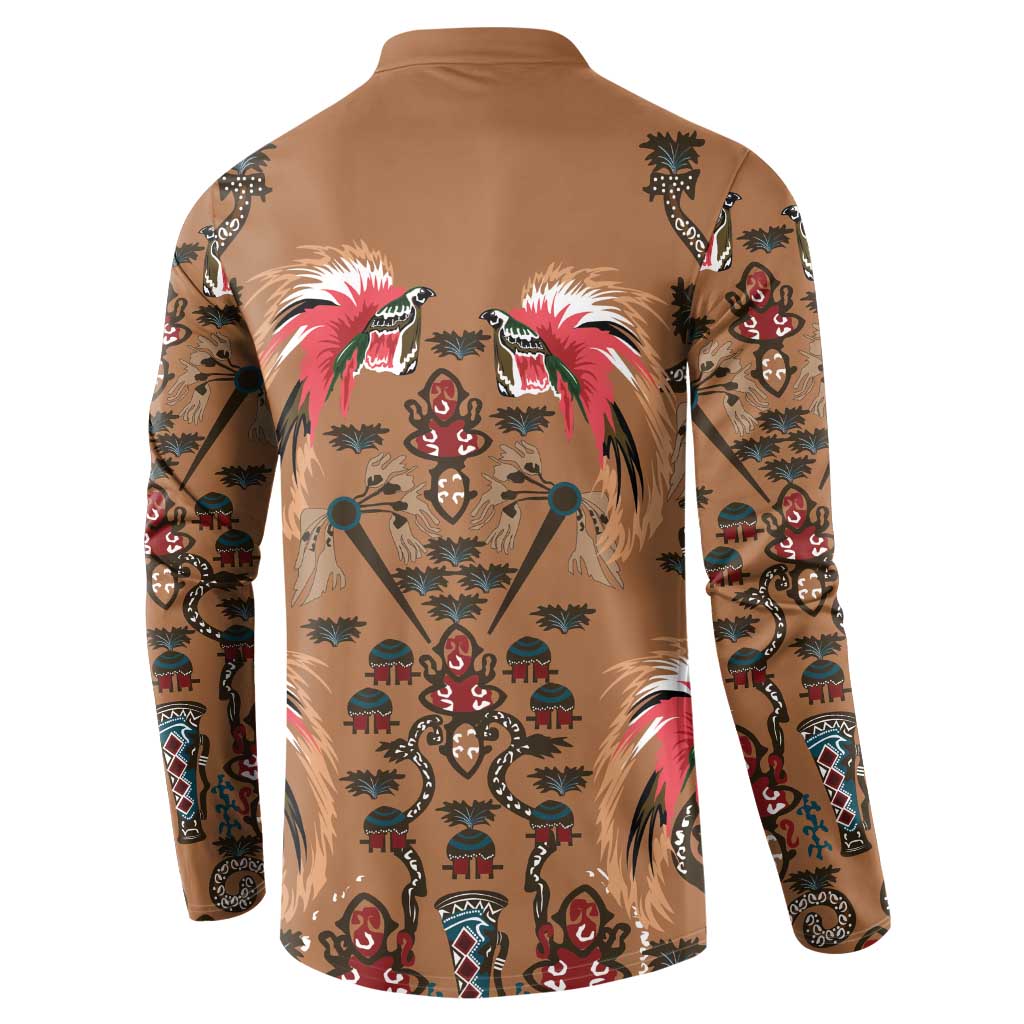 Terracotta Bird of Batik Papua Button Sweatshirt Exotic Natural Wealth of Papua LT9 - Polynesian Pride