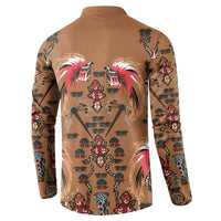 Terracotta Bird of Batik Papua Button Sweatshirt Exotic Natural Wealth of Papua LT9 - Polynesian Pride