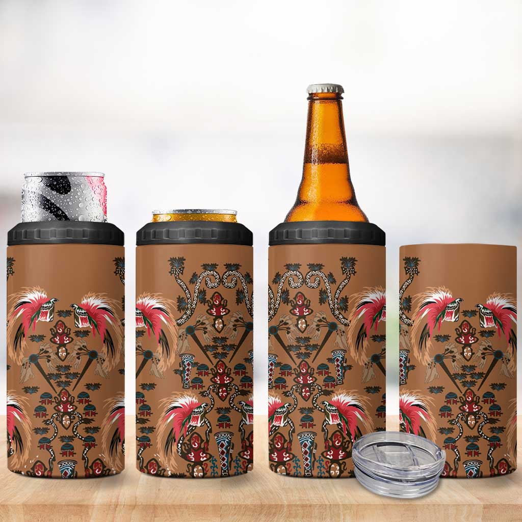 Terracotta Bird of Batik Papua 4 in 1 Can Cooler Tumbler Exotic Natural Wealth of Papua - Polynesian Pride