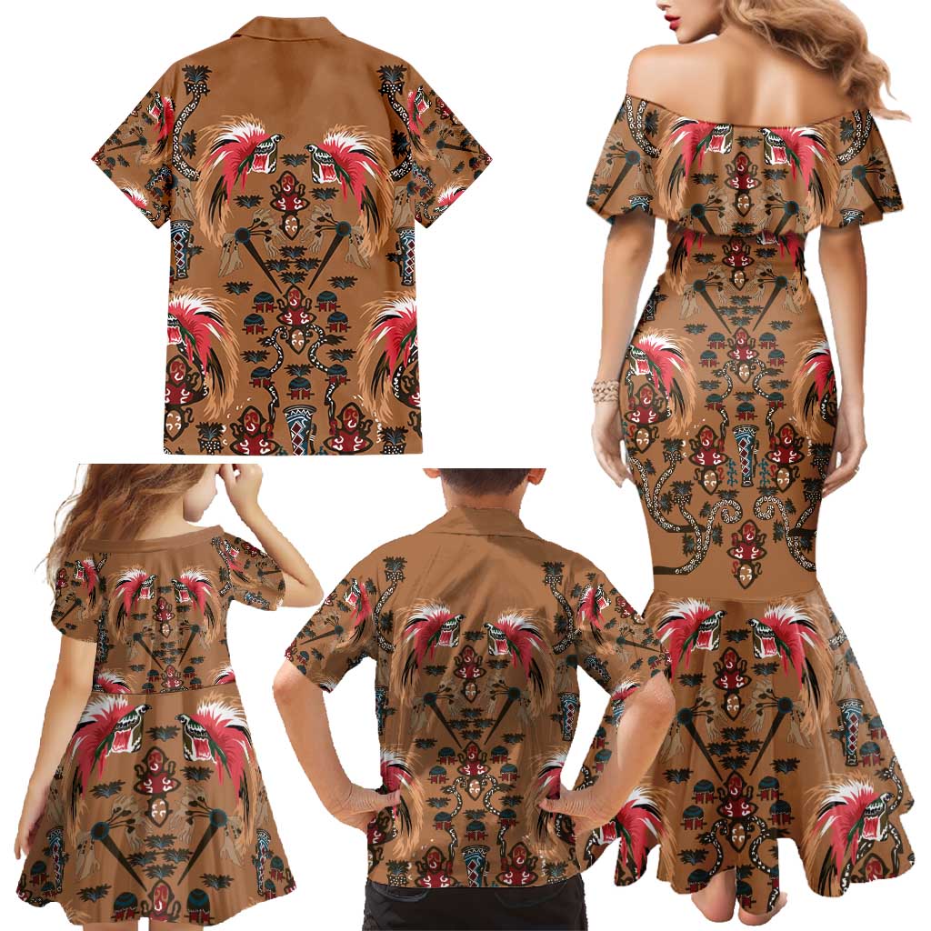 Terracotta Bird of Batik Papua Family Matching Mermaid Dress and Hawaiian Shirt Exotic Natural Wealth of Papua - Polynesian Pride