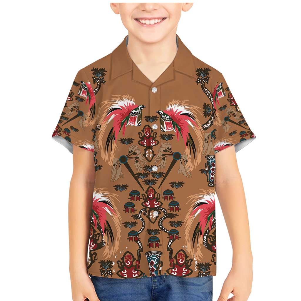 Terracotta Bird of Batik Papua Family Matching Mermaid Dress and Hawaiian Shirt Exotic Natural Wealth of Papua - Polynesian Pride