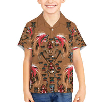 Terracotta Bird of Batik Papua Family Matching Off The Shoulder Long Sleeve Dress and Hawaiian Shirt Exotic Natural Wealth of Papua - Polynesian Pride