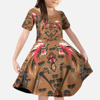 Terracotta Bird of Batik Papua Family Matching Off Shoulder Maxi Dress and Hawaiian Shirt Exotic Natural Wealth of Papua - Polynesian Pride