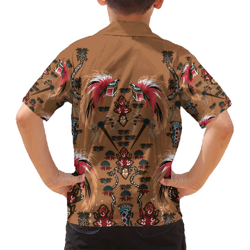 Terracotta Bird of Batik Papua Family Matching Puletasi and Hawaiian Shirt Exotic Natural Wealth of Papua - Polynesian Pride