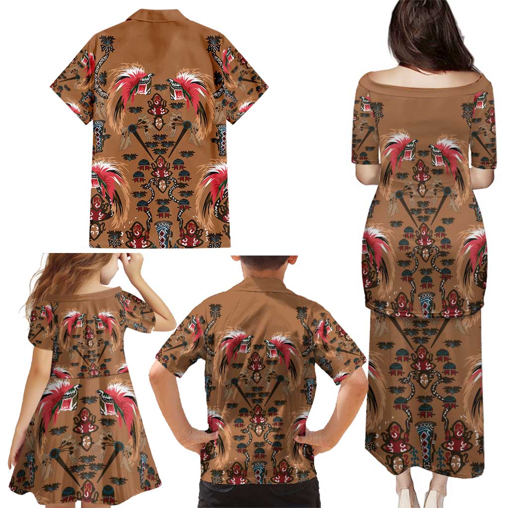 Terracotta Bird of Batik Papua Family Matching Puletasi and Hawaiian Shirt Exotic Natural Wealth of Papua - Polynesian Pride