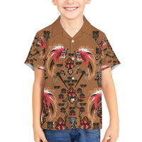 Terracotta Bird of Batik Papua Family Matching Short Sleeve Bodycon Dress and Hawaiian Shirt Exotic Natural Wealth of Papua - Polynesian Pride