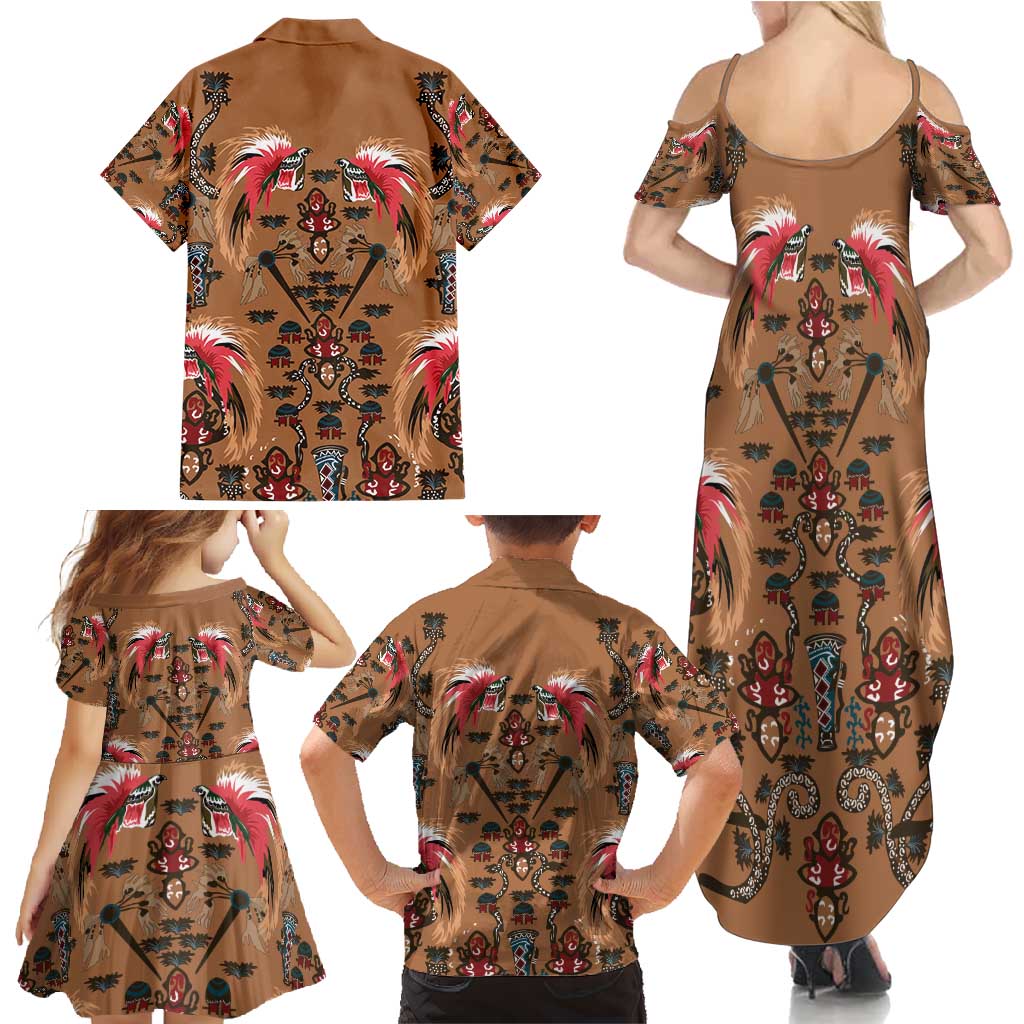 Terracotta Bird of Batik Papua Family Matching Summer Maxi Dress and Hawaiian Shirt Exotic Natural Wealth of Papua - Polynesian Pride