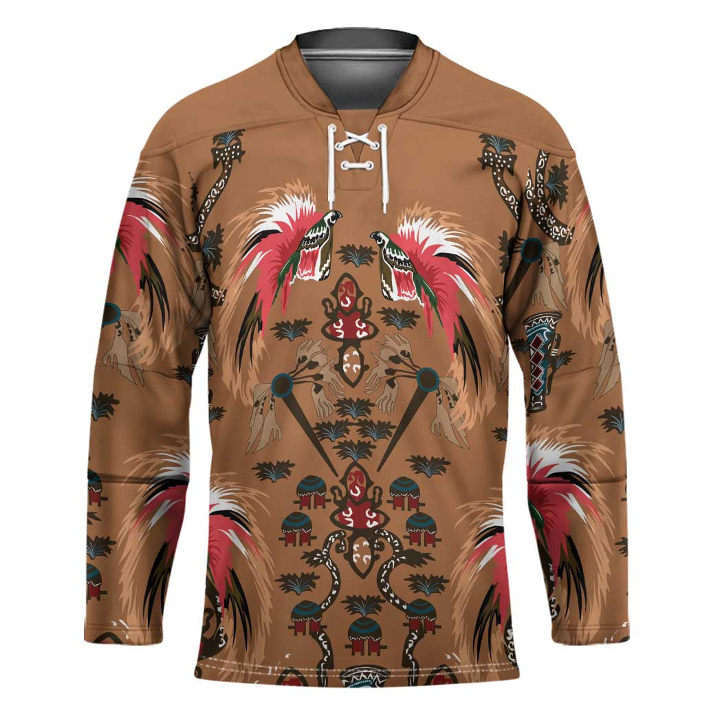 Terracotta Bird of Batik Papua Hockey Jersey Exotic Natural Wealth of Papua - Polynesian Pride