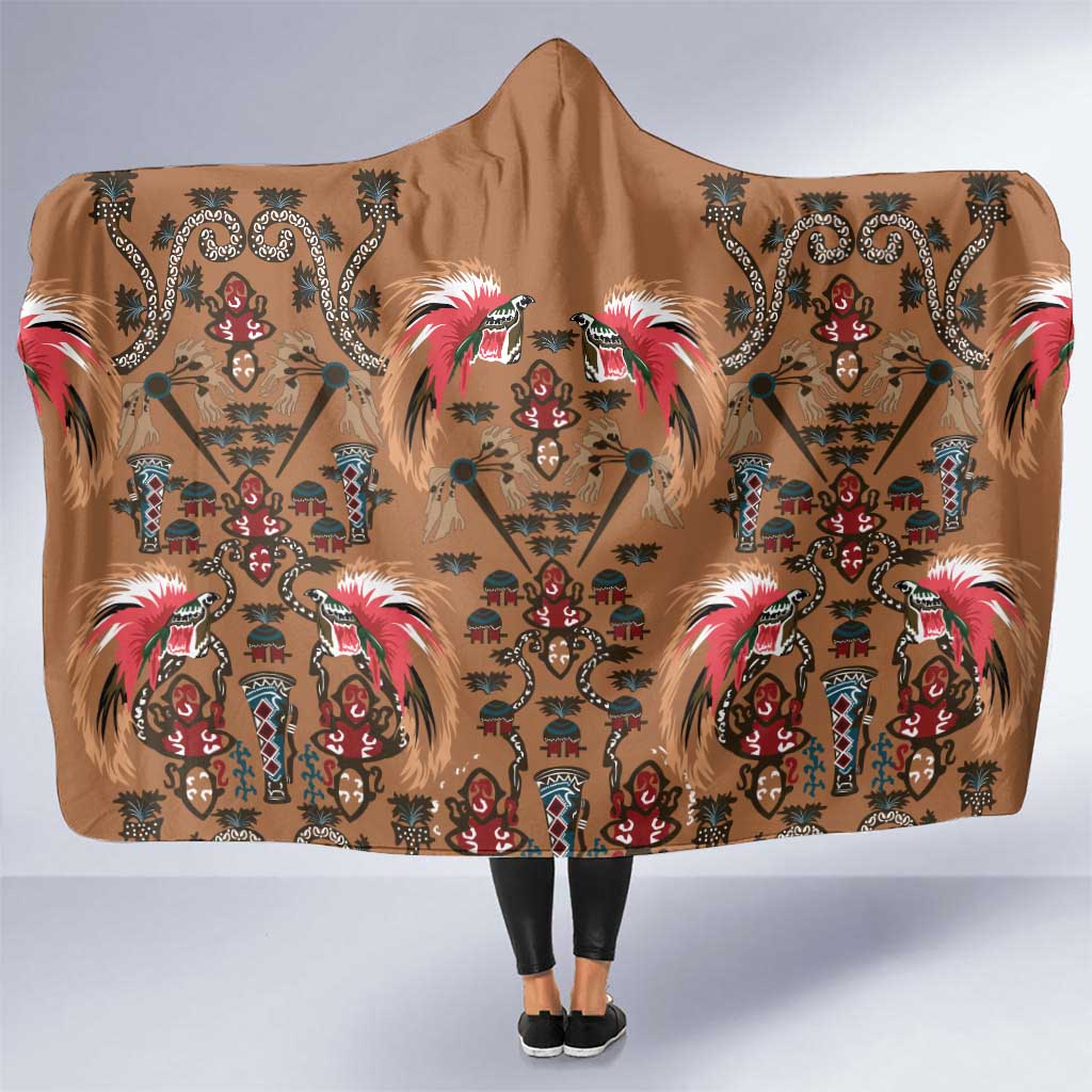 Terracotta Bird of Batik Papua Hooded Blanket Exotic Natural Wealth of Papua - Polynesian Pride