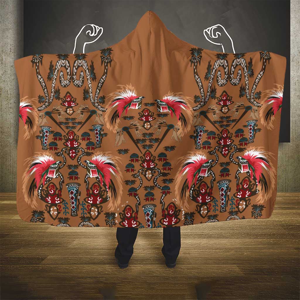 Terracotta Bird of Batik Papua Hooded Blanket Exotic Natural Wealth of Papua - Polynesian Pride
