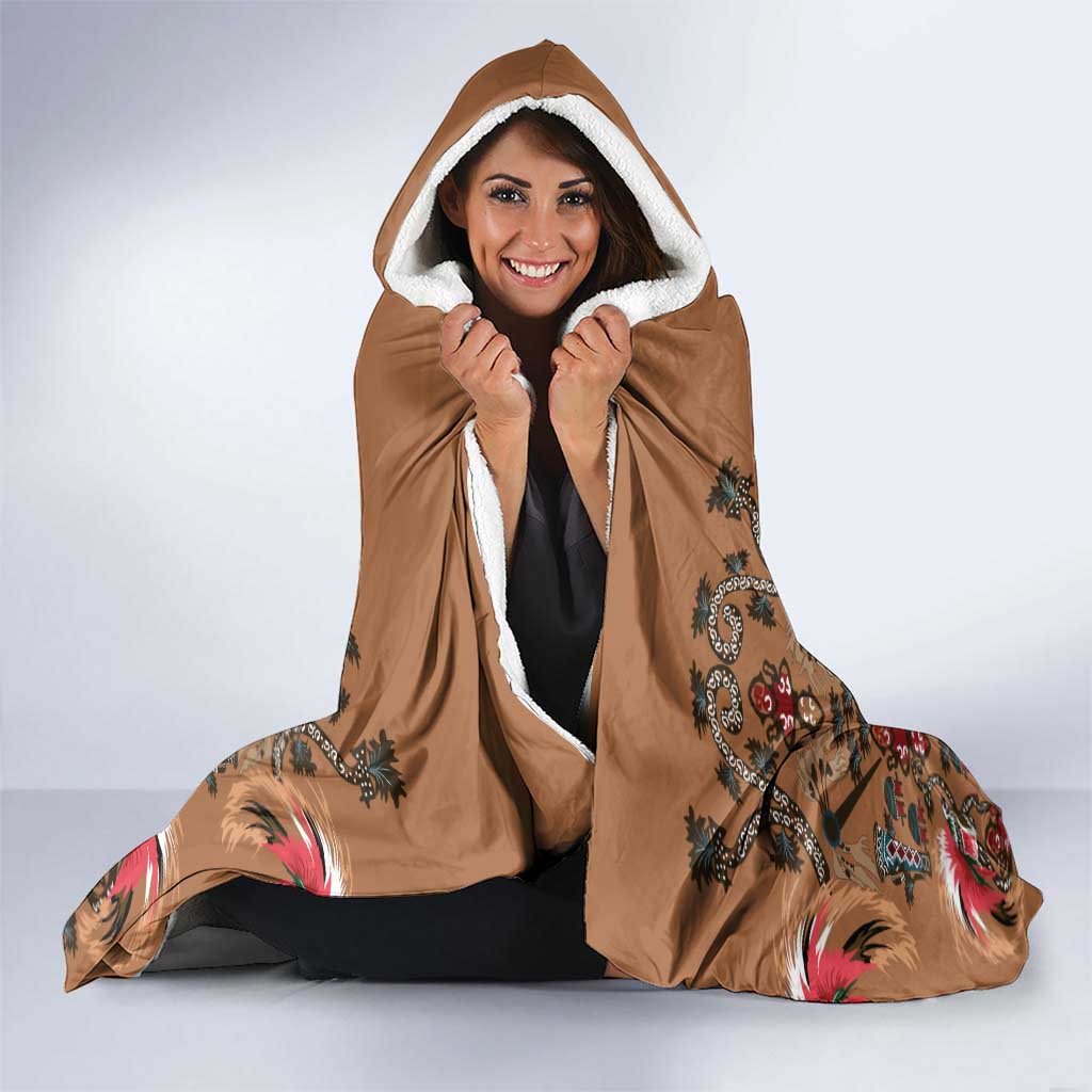 Terracotta Bird of Batik Papua Hooded Blanket Exotic Natural Wealth of Papua - Polynesian Pride