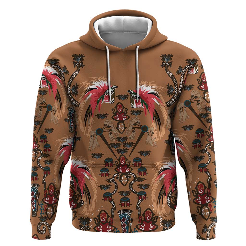 Terracotta Bird of Batik Papua Hoodie Exotic Natural Wealth of Papua - Polynesian Pride