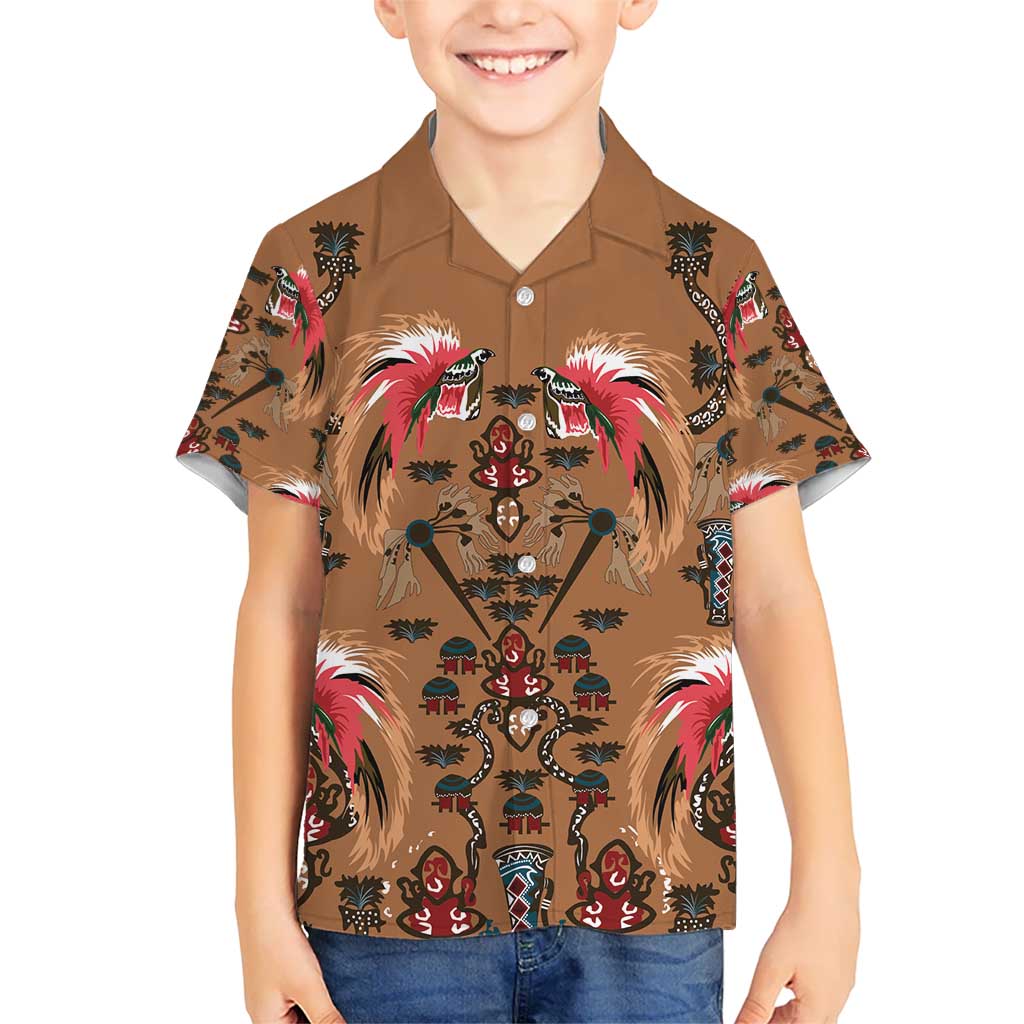Terracotta Bird of Batik Papua Kid Hawaiian Shirt Exotic Natural Wealth of Papua - Polynesian Pride
