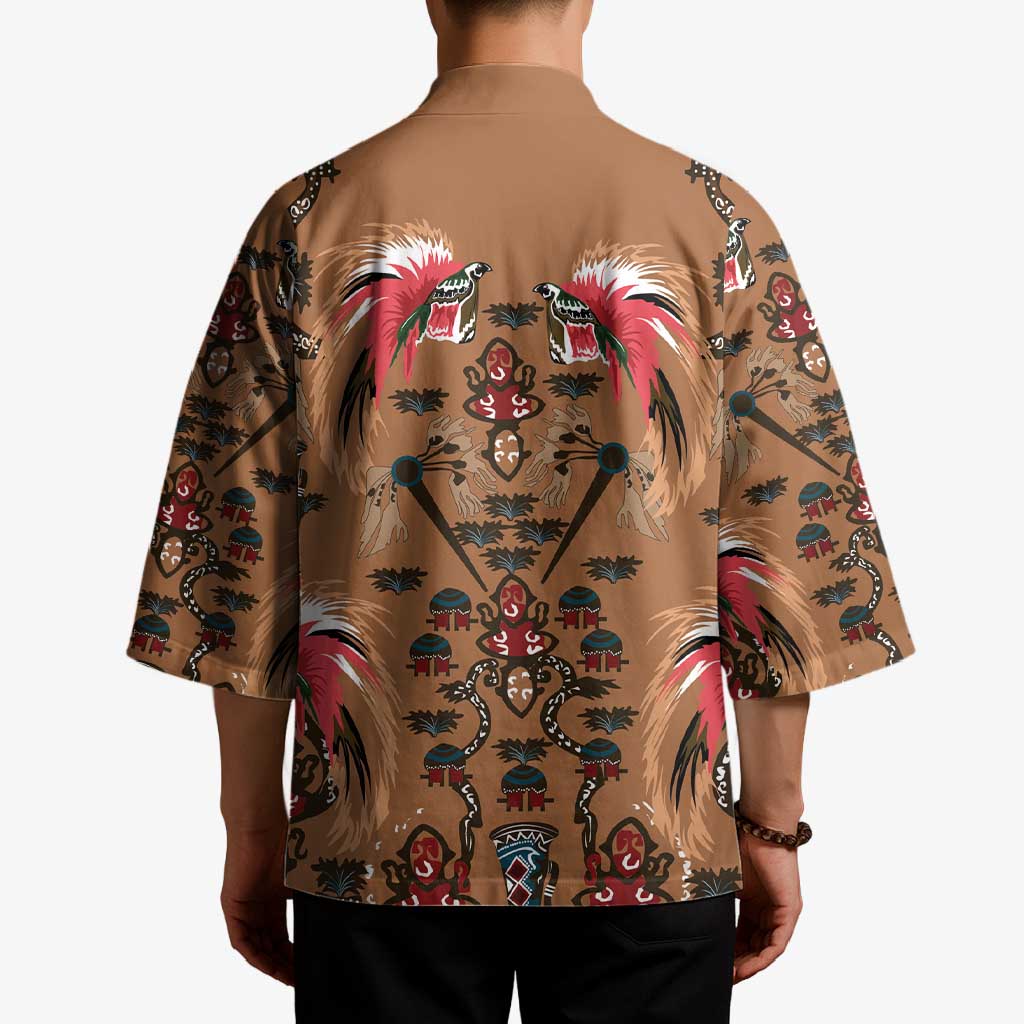 Terracotta Bird of Batik Papua Kimono Exotic Natural Wealth of Papua - Polynesian Pride