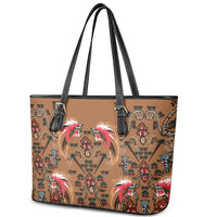 Terracotta Bird of Batik Papua Leather Tote Bag Exotic Natural Wealth of Papua - Polynesian Pride