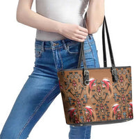 Terracotta Bird of Batik Papua Leather Tote Bag Exotic Natural Wealth of Papua - Polynesian Pride