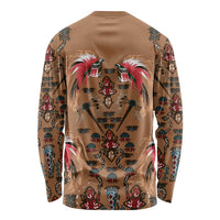 Terracotta Bird of Batik Papua Long Sleeve Shirt Exotic Natural Wealth of Papua - Polynesian Pride