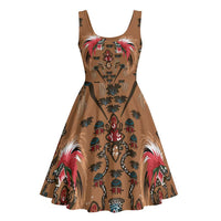Terracotta Bird of Batik Papua Midi Dress Exotic Natural Wealth of Papua - Polynesian Pride