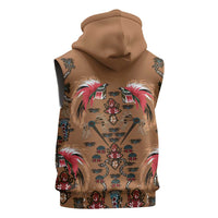 Terracotta Bird of Batik Papua Sleeveless Hoodie Exotic Natural Wealth of Papua - Polynesian Pride