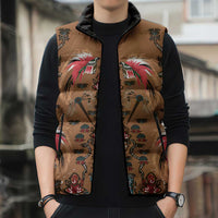 Terracotta Bird of Batik Papua Sleeveless Puffer Jacket Exotic Natural Wealth of Papua - Polynesian Pride