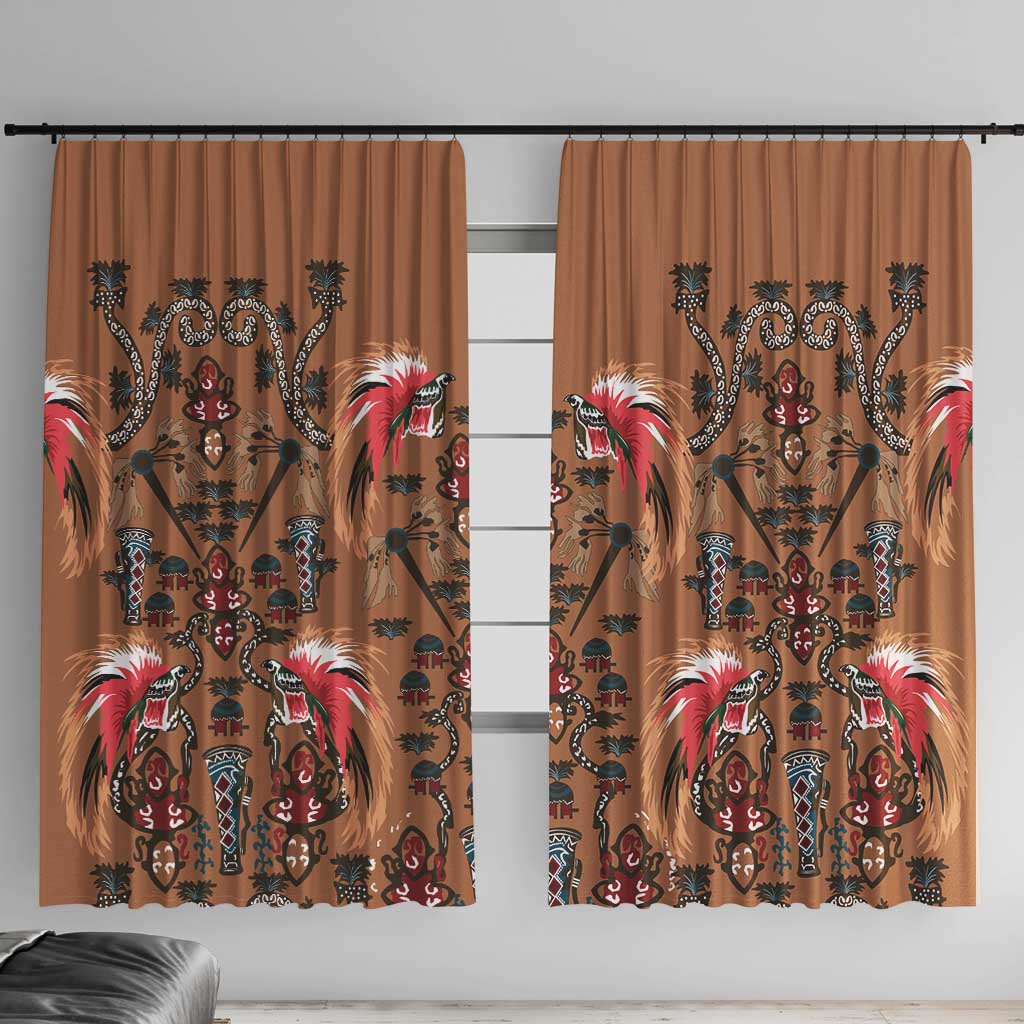 Terracotta Bird of Batik Papua Window Curtain Exotic Natural Wealth of Papua - Polynesian Pride