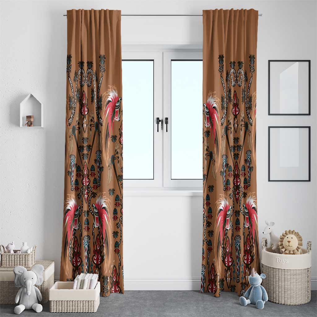 Terracotta Bird of Batik Papua Window Curtain Exotic Natural Wealth of Papua - Polynesian Pride