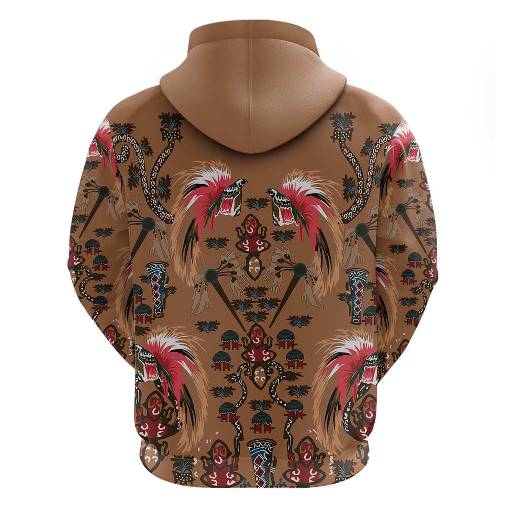 Terracotta Bird of Batik Papua Zip Hoodie Exotic Natural Wealth of Papua - Polynesian Pride