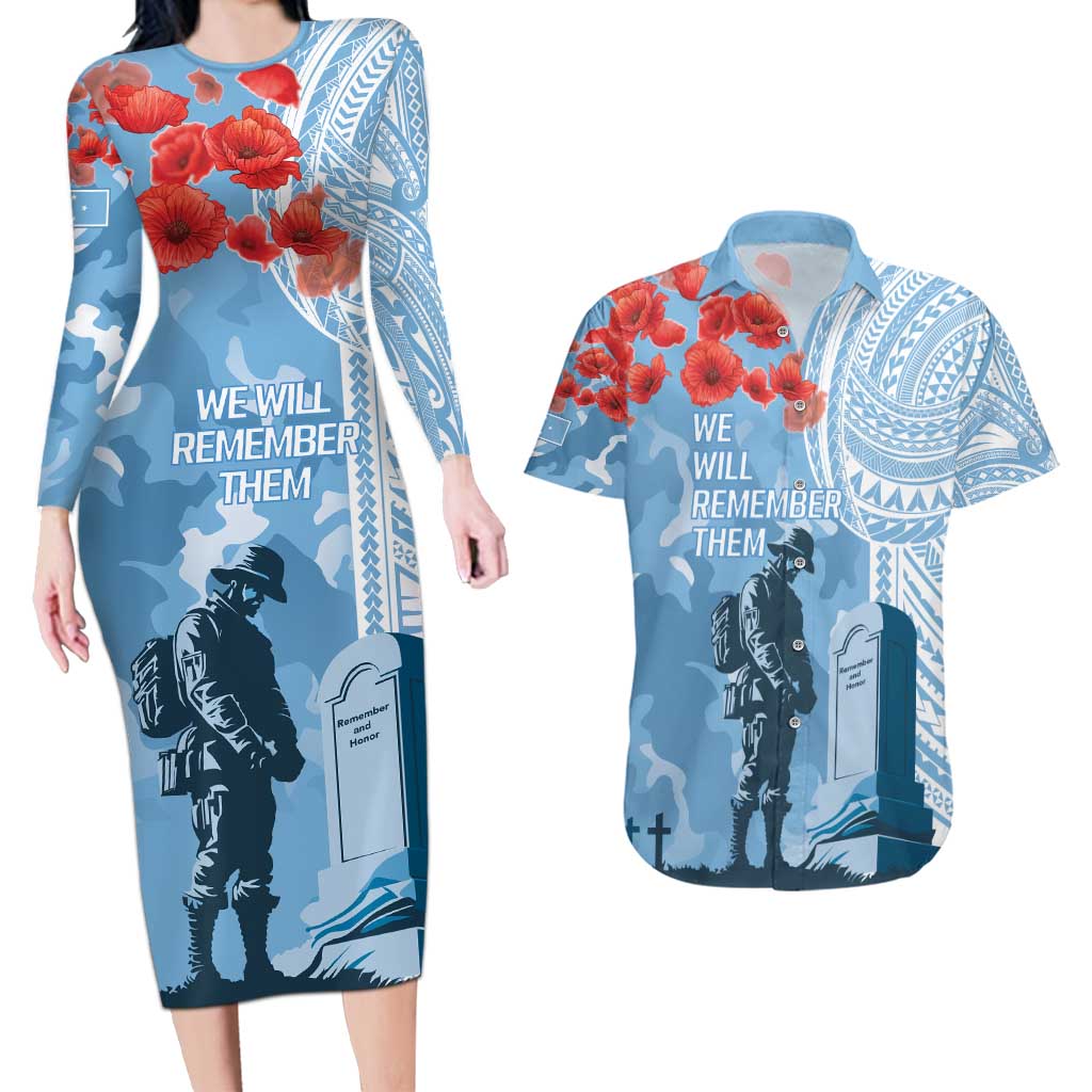 FSM Verterans Day Couples Matching Long Sleeve Bodycon Dress and Hawaiian Shirt Their Lives Your Freedom