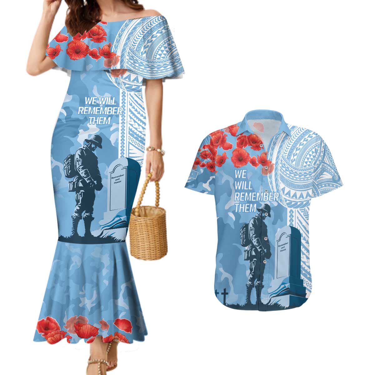 FSM Verterans Day Couples Matching Mermaid Dress and Hawaiian Shirt Their Lives Your Freedom