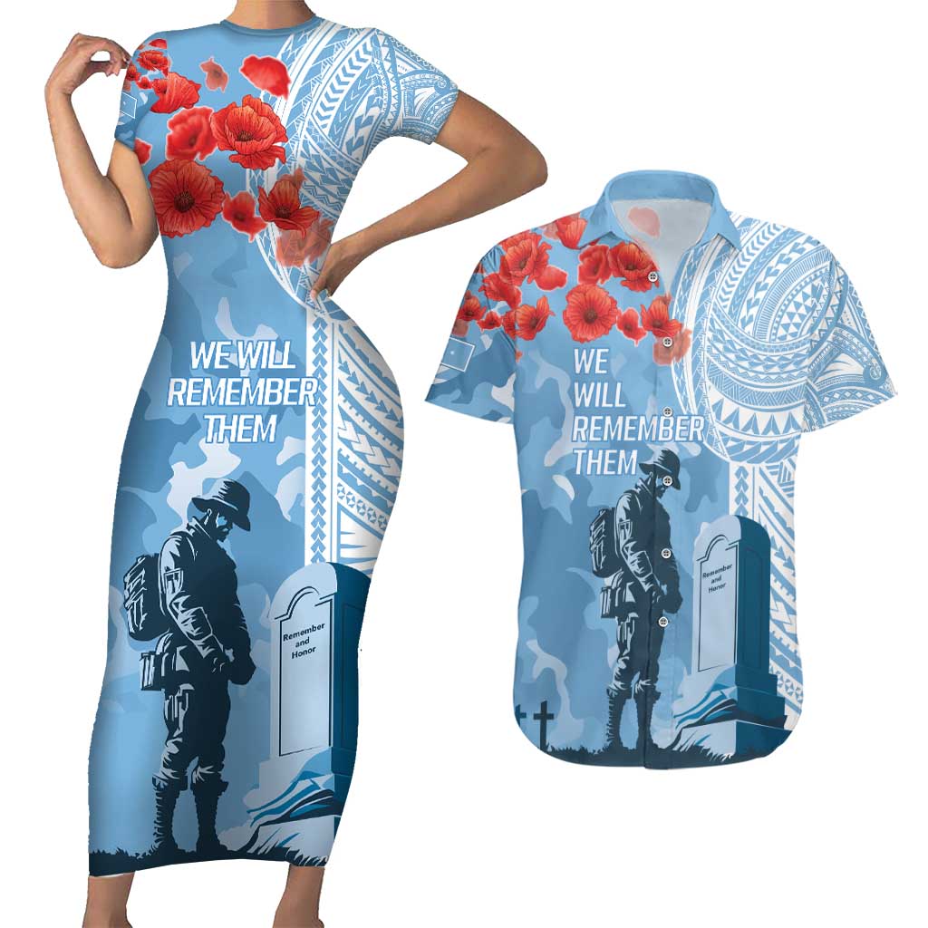 FSM Verterans Day Couples Matching Short Sleeve Bodycon Dress and Hawaiian Shirt Their Lives Your Freedom