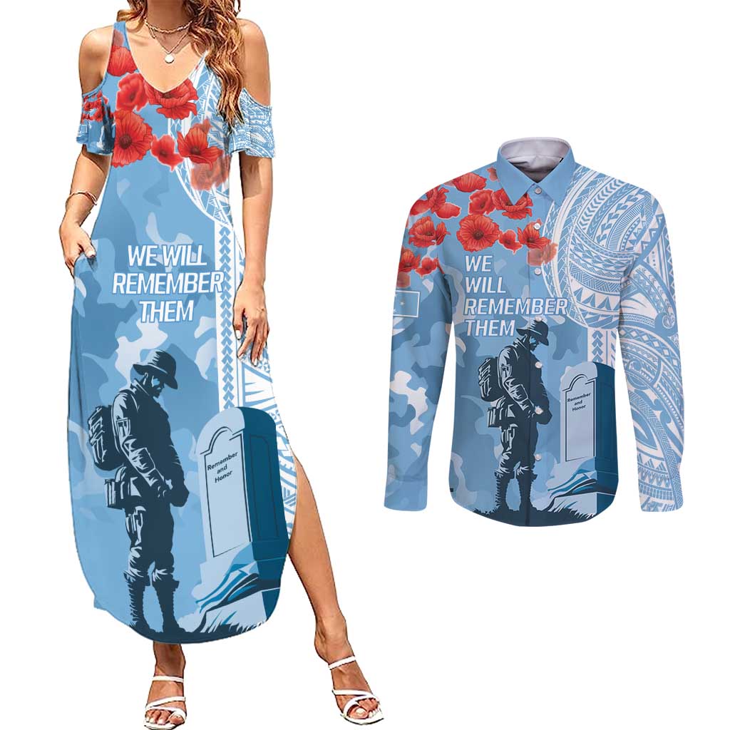 FSM Verterans Day Couples Matching Summer Maxi Dress and Long Sleeve Button Shirt Their Lives Your Freedom